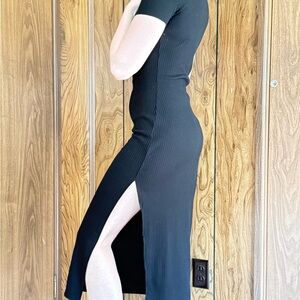 Elegant Black Ribbed Dress